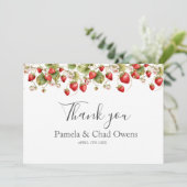 水彩イチゴの結婚式のお礼 サンキューカード (スタンド正面)
