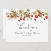 水彩イチゴの結婚式のお礼 サンキューカード (正面/裏面)