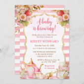 水彩イチゴティーパーティーベビーシャワー 招待状 (正面/裏面)