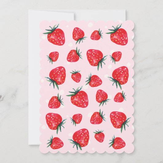 水彩イチゴベビーシャワー招待状ピンク 招待状 (裏面)