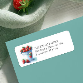 水彩イチゴ差出人住所ラベル ラベル