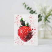 水彩イチゴ果実食品テクスチャー ポストカード (スタンド正面)