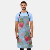 水彩イチゴ模様 エプロン (着用した状態)
