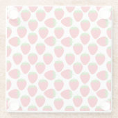 水彩イチゴ継ぎ目なしパターン ガラスコースター (裏面)