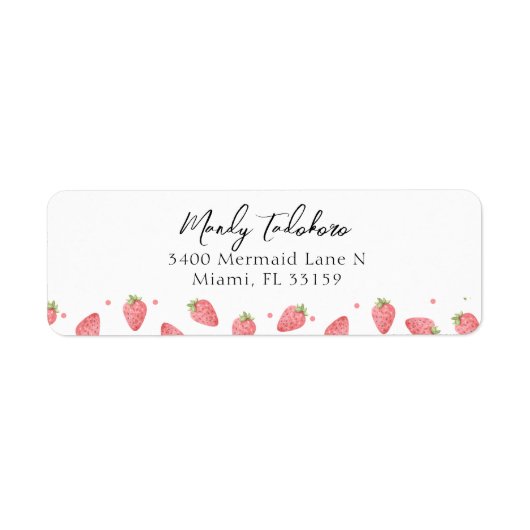 水彩イチゴ誕生日ベリースウィートリターン ラベル (正面)