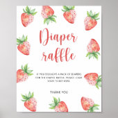 水彩イチゴ – おむつラッフル ポスター (正面)