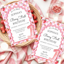 水彩イチゴ　ファースト　１歳の誕生日