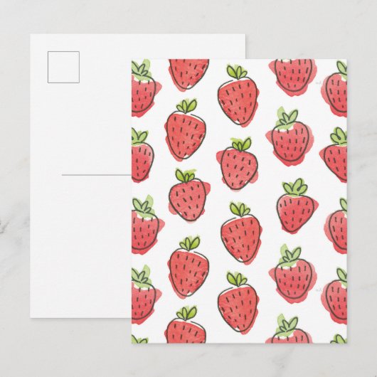 水彩イチゴ ポストカード (正面/裏面)