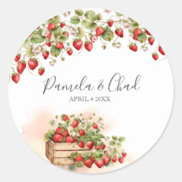 水彩イチゴ ラウンドシール