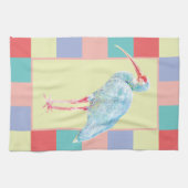 水彩イビスバードチェッカーボードデザイン キッチンタオル (横)
