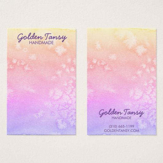 水彩イヤリングネックレスジュエリー表示カード (正面&裏面)