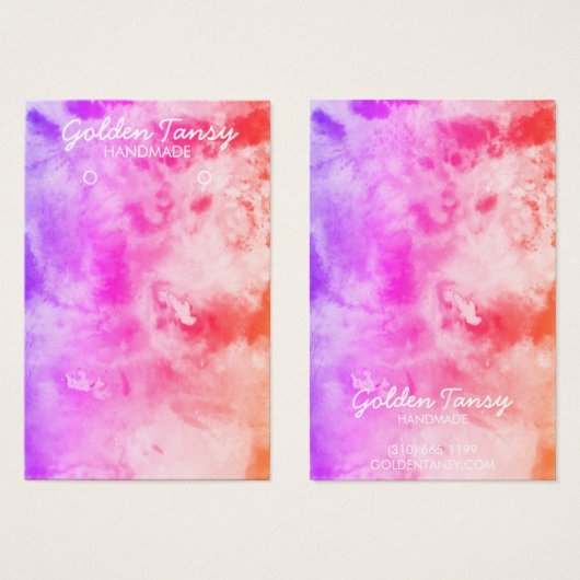 水彩イヤリングネックレスジュエリー表示カード (正面&裏面)