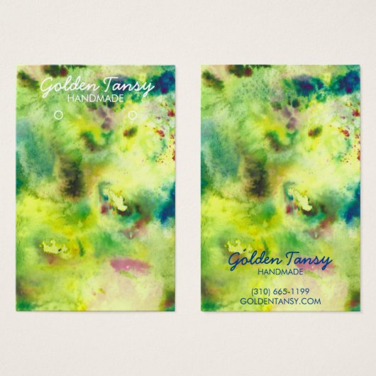 水彩イヤリングネックレスジュエリー表示カード (正面&裏面)