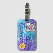 水彩イラストのサンキューQRコード インスタグラム限定割引 ラゲッジタグ (正面縦)