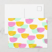 水彩イラストのピンクと緑と黄色のワンピース柄 ポストカード (正面/裏面)