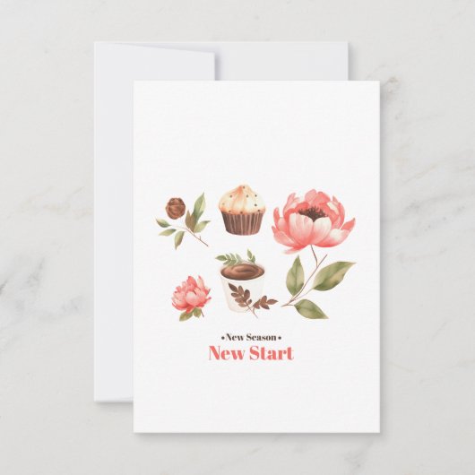 水彩イラストの花離れ付き サンキューカード (正面)