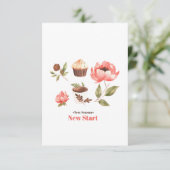 水彩イラストの花離れ付き サンキューカード (スタンド正面)