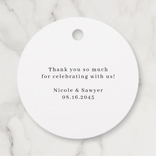 水彩イラストの苺のサマーウェディング感謝カード フェイバータグ (裏面)