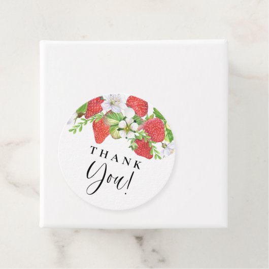 水彩イラストの苺のサマーウェディング感謝カード フェイバータグ (インサイチュ)