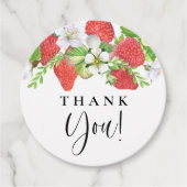 水彩イラストの苺のサマーウェディング感謝カード フェイバータグ (正面)