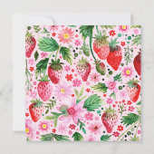 水彩イラストの苺の女の子 誕生日1周年 招待状 (裏面)