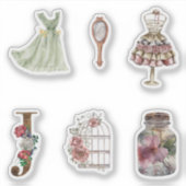 水彩イラストファッションドレススクラップブック シール (正面)