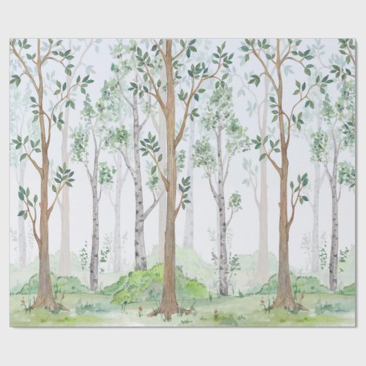 水彩イラストレーションと妖精の森。子のi ラッピングペーパー (フラット)