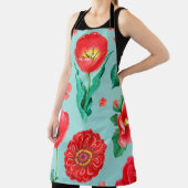 水彩イラストレーションの赤い花。シームレス エプロン (インサイチュ)