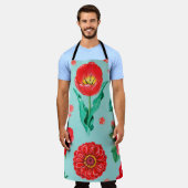 水彩イラストレーションの赤い花。シームレス エプロン (着用した状態)