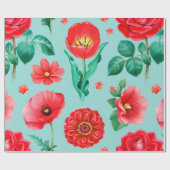 水彩イラストレーションの赤い花。シームレス  ラッピングペーパー (フラット)
