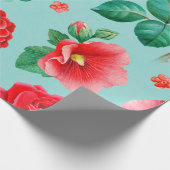 水彩イラストレーションの赤い花。シームレス  ラッピングペーパー (角)