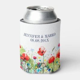 水彩イラストレーションカラフル春の花 缶クーラー