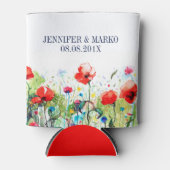 水彩イラストレーションカラフル春の花 缶クーラー (正面)