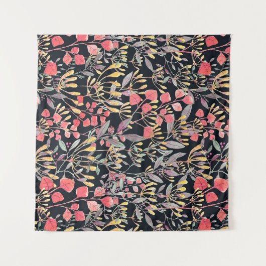 水彩イラストレーションシームレスパターンフラワーm タペストリー (正面(横))