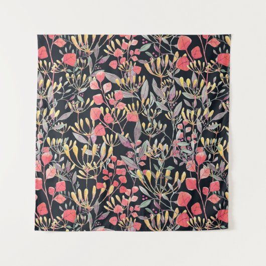 水彩イラストレーションシームレスパターンフラワーm タペストリー (正面)