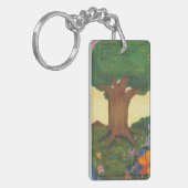 水彩イラストレーションツリーライフファンタジーアートラブ キーホルダー (正面左)