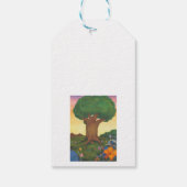 水彩イラストレーションツリーライフファンタジーアートラブ ギフトタグ (裏面)