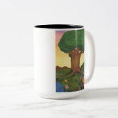 水彩イラストレーションツリーライフファンタジーアートラブ ツートーンマグカップ (正面右)