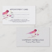 水彩イラストレーションバードピンクマグノリア 予約カード (正面/裏面)