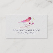 水彩イラストレーションバードピンクマグノリア 予約カード (裏面)