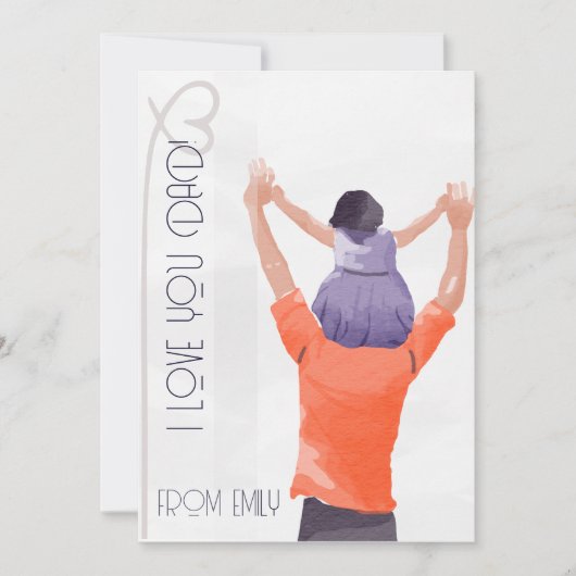 水彩イラストレーションパパと娘 シーズンカード (正面)