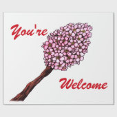 水彩イラストレーションピンクさくらんぼ花束 ラッピングペーパー (フラット)