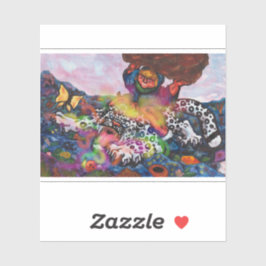 水彩イラストレーションファンタジーエロス乗馬ネコ シール