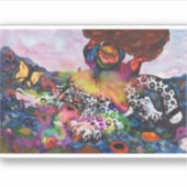 水彩イラストレーションファンタジーエロス乗馬ネコ シール (正面)