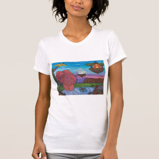 水彩イラストレーションファンタジーバラ寸法 Tシャツ