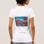 水彩イラストレーションファンタジーバラ寸法 Tシャツ (裏面)