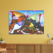 水彩イラストレーションファンタジー魅惑的な世界 キャンバスプリント (インサイチュ (リビング))