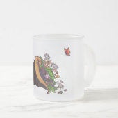 水彩イラストレーション充填ホーン花 フロストグラスマグカップ (正面右)