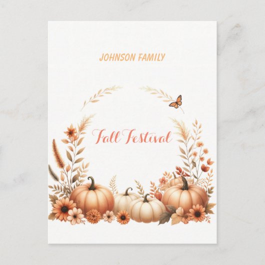 水彩イラストレーション秋フェスティバル シーズンポストカード (正面)