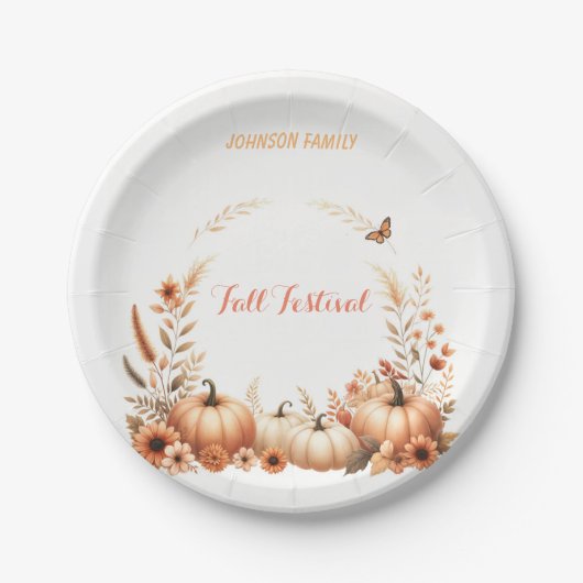 水彩イラストレーション秋フェスティバル ペーパープレート (正面)